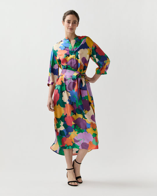 Tessa Dress in Multi Marina's Tea Garden Liberty Fabric Silk Twill