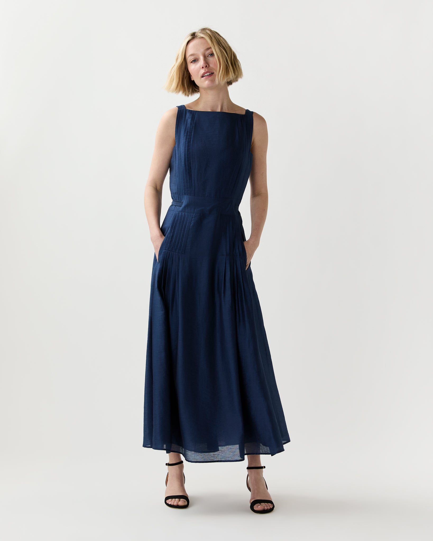 Rose Dress in Marine Featherweight Faille