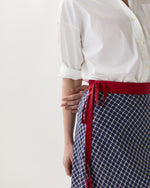 Load image into Gallery viewer, Colleen Wrap Skirt in Navy/Bone/Khaki Windowpane Linen
