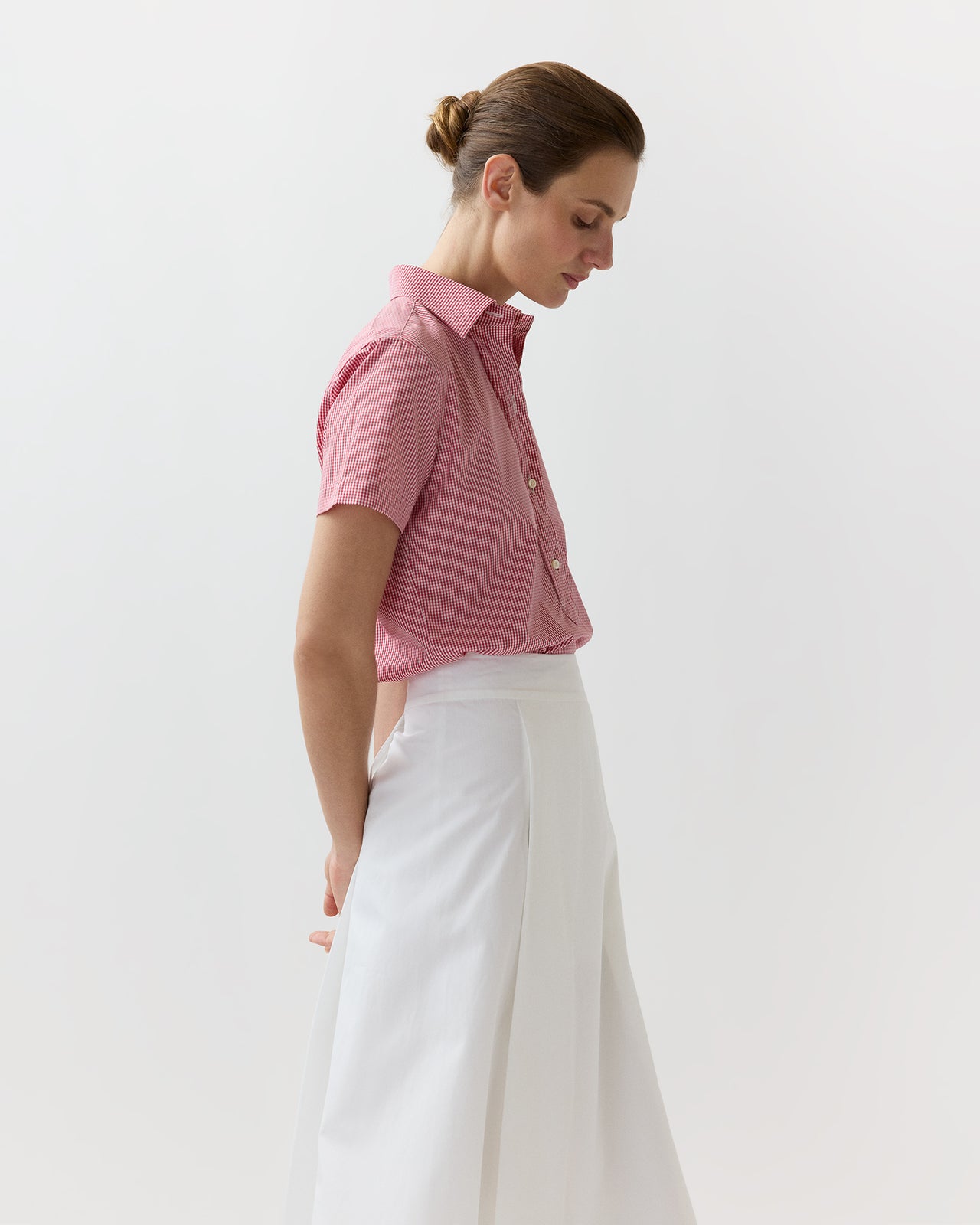 Scout Shirt in Red Mini Gingham Poplin
