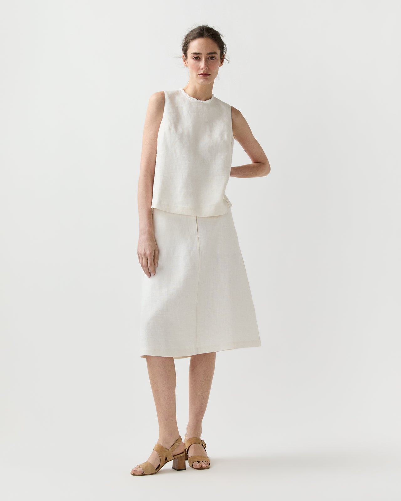 Connelly Skirt in White Linen Hopsack | Ann Mashburn | Shop Ann