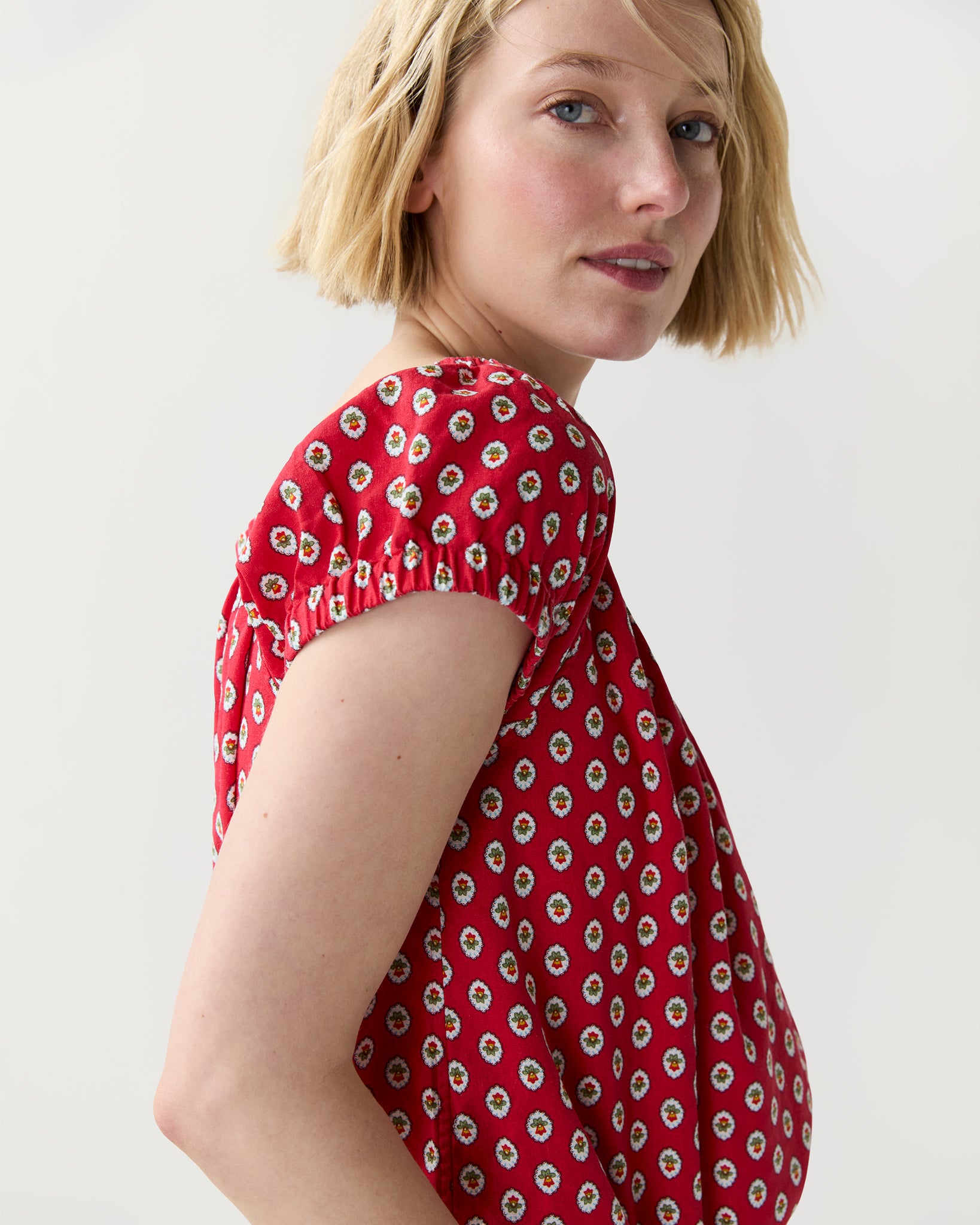 Bridget Top in Red Provençal Rustic Poplin | Ann Mashburn | Shop