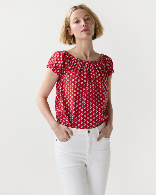 Bridget Top in Red Provençal Rustic Poplin