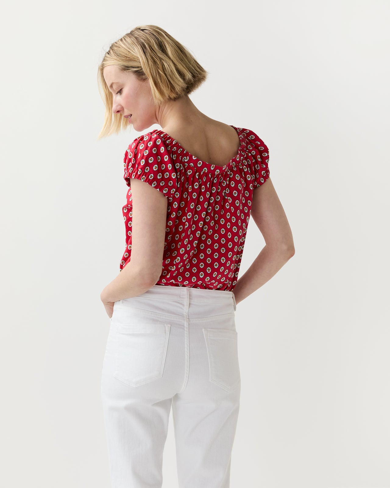 Bridget Top in Red Provençal Rustic Poplin