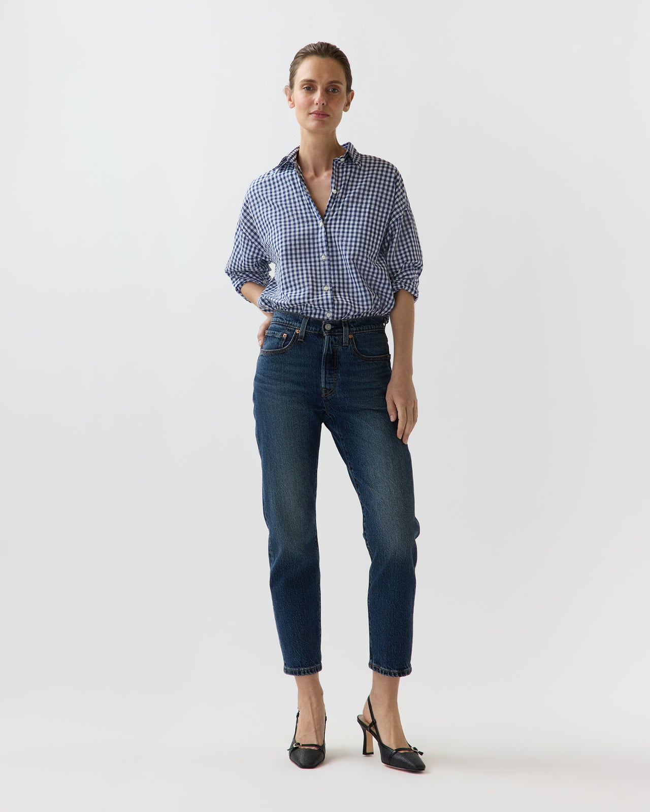 Weekender Shirt in Navy Gingham Cotolino