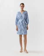 Load image into Gallery viewer, Genevieve Dress in Blue Stripe And Bow Liberty Fabric
