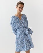Load image into Gallery viewer, Genevieve Dress in Blue Stripe And Bow Liberty Fabric
