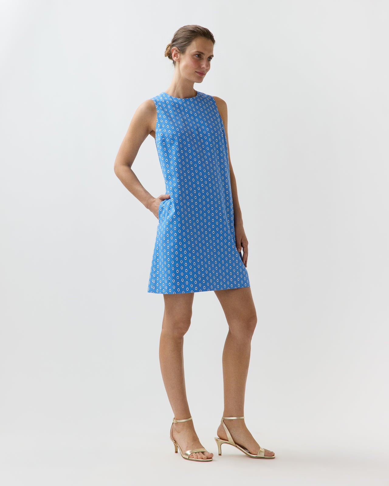 Susy Shift Dress in Blue Provençal Rustic Poplin