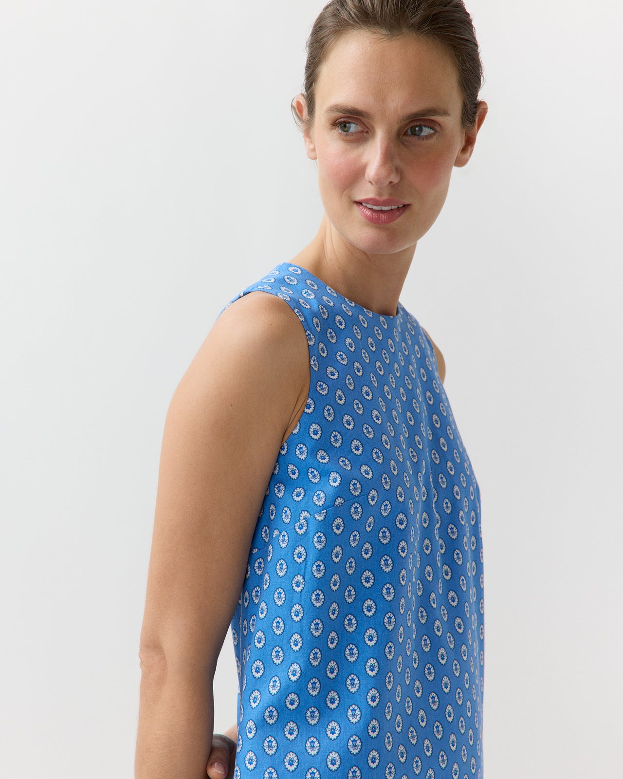 Susy Shift Dress in Blue Provençal Rustic Poplin