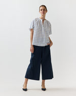 Load image into Gallery viewer, Estee Top in White/Blue Windowpane Poplin

