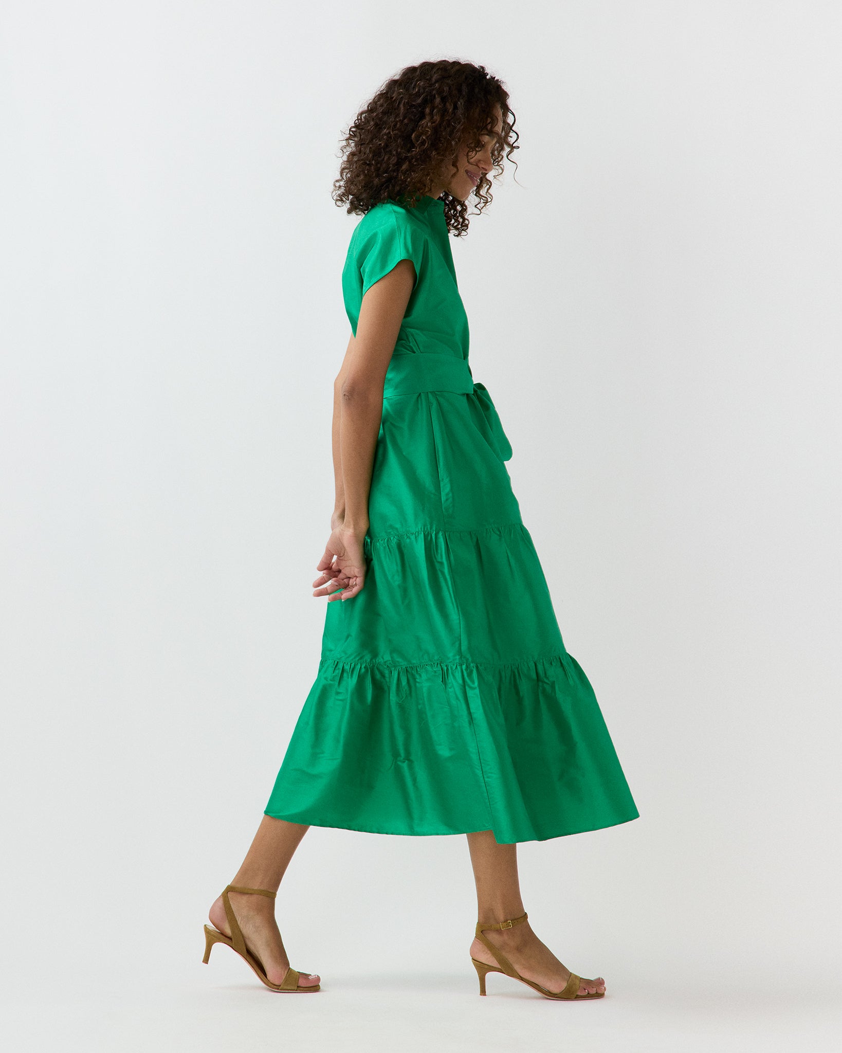 Sophia Dress in Kelly Green Silk Shantung