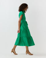 Load image into Gallery viewer, Sophia Dress in Kelly Green Silk Shantung
