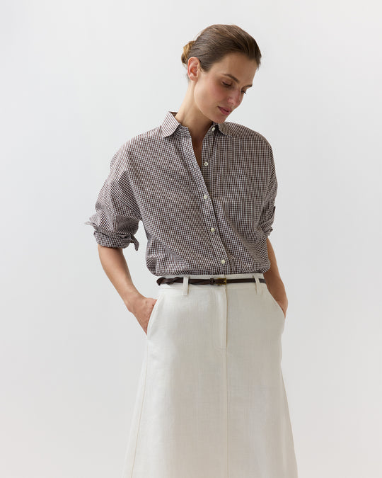 Weekender Shirt in Chocolate Graph Check Cotolino