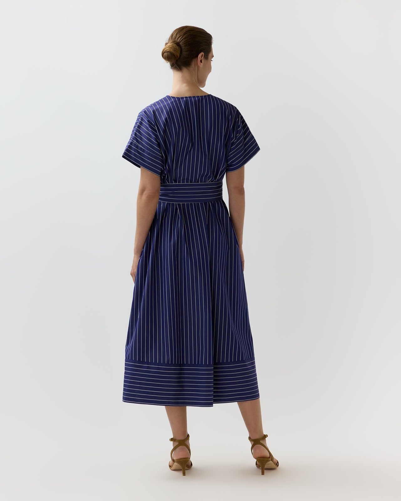 Romy Shirtdress in Navy/White Chalk Stripe Poplin