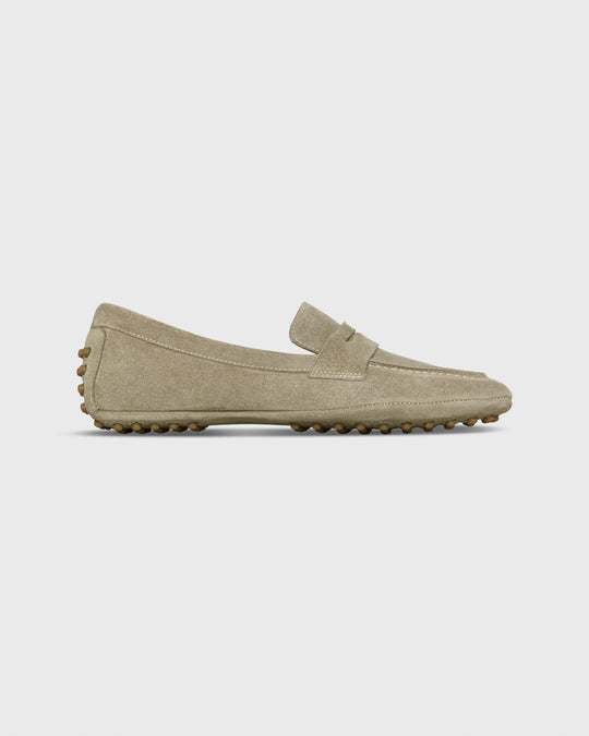 Square Driver Loafer in Stone Suede