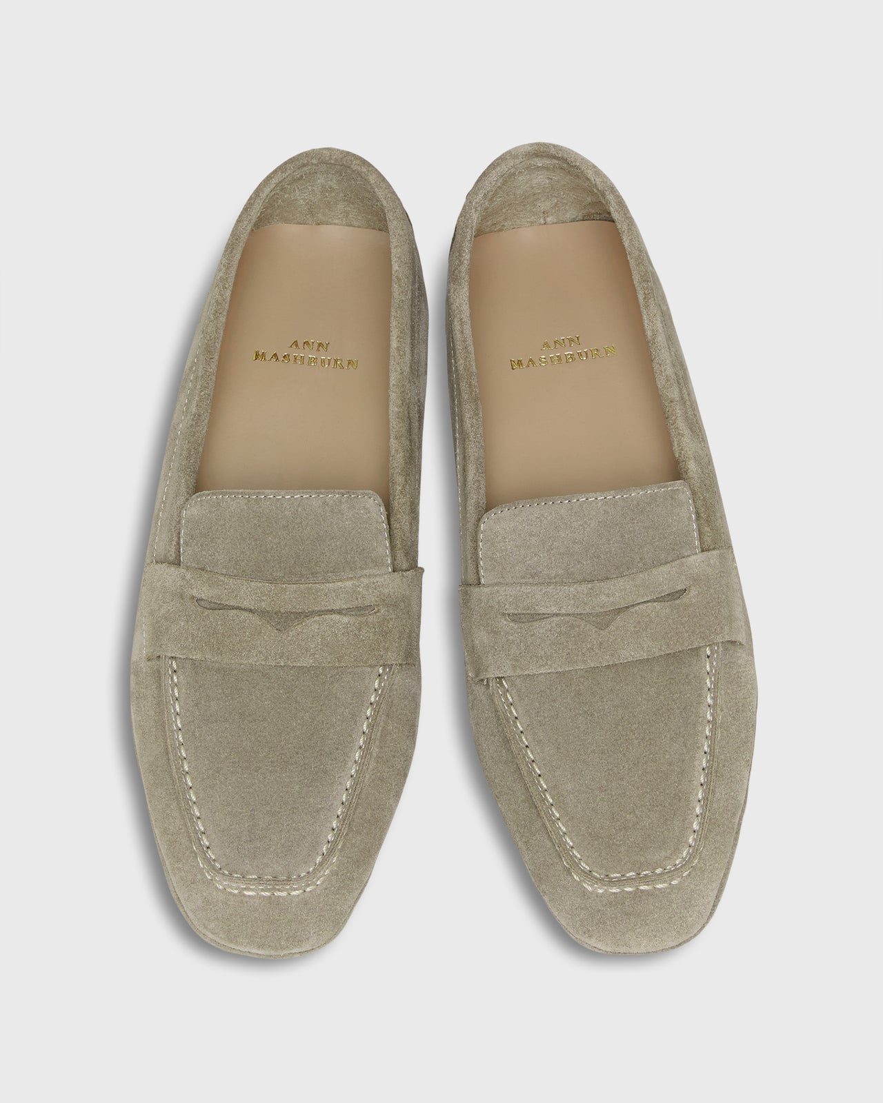 Square Driver Loafer in Stone Suede