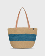 Load image into Gallery viewer, Majani Shopper Basket in One Thick Blue Stripe
