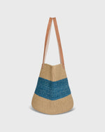 Load image into Gallery viewer, Majani Shopper Basket in One Thick Blue Stripe
