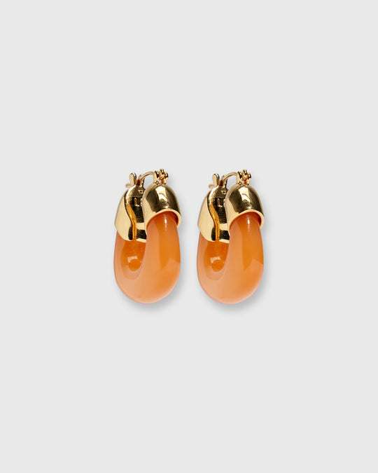 Mini Organic Hoop Earrings in Tangerine