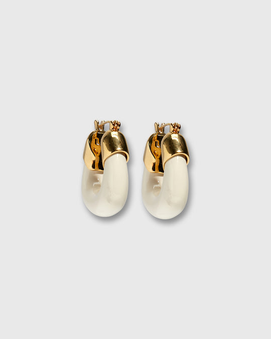 Mini Organic Hoop Earrings in Alabaster