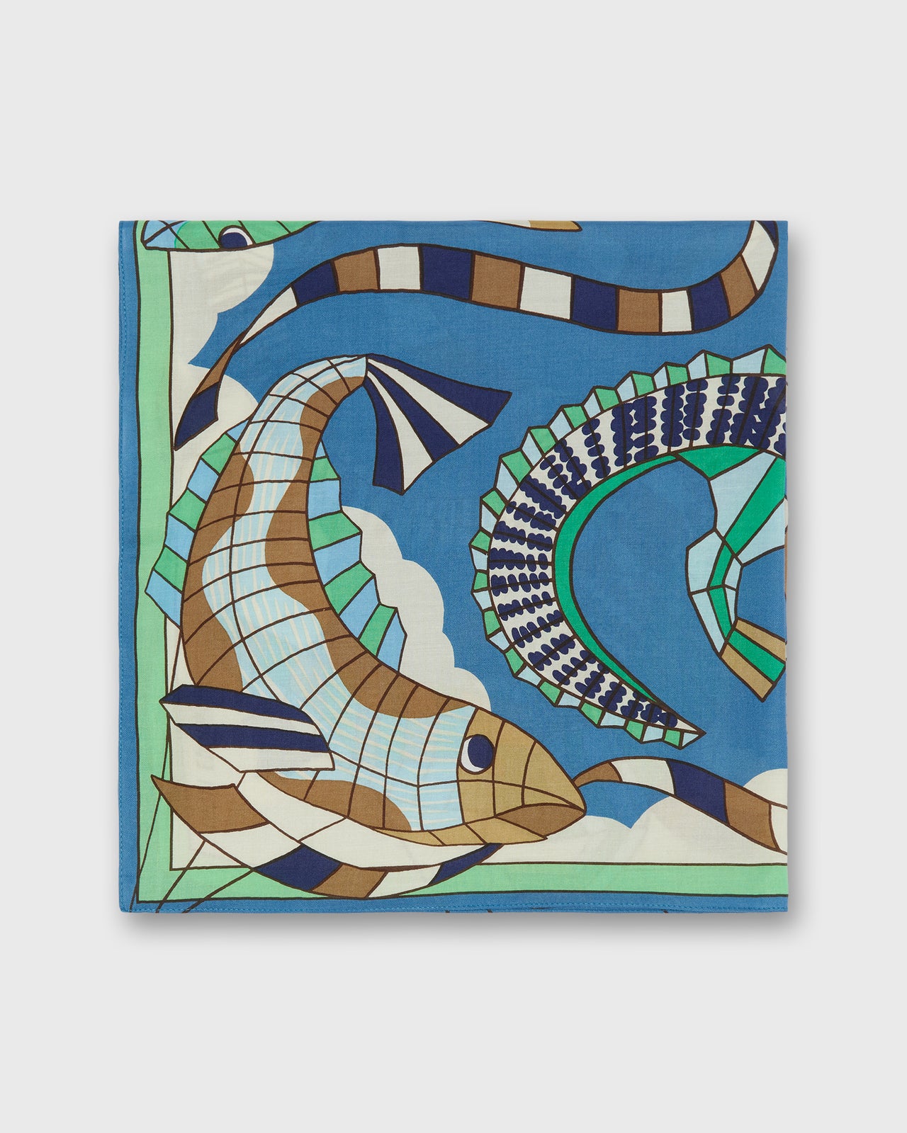 Cerfs Volants Square Scarf in Green Cotton Silk