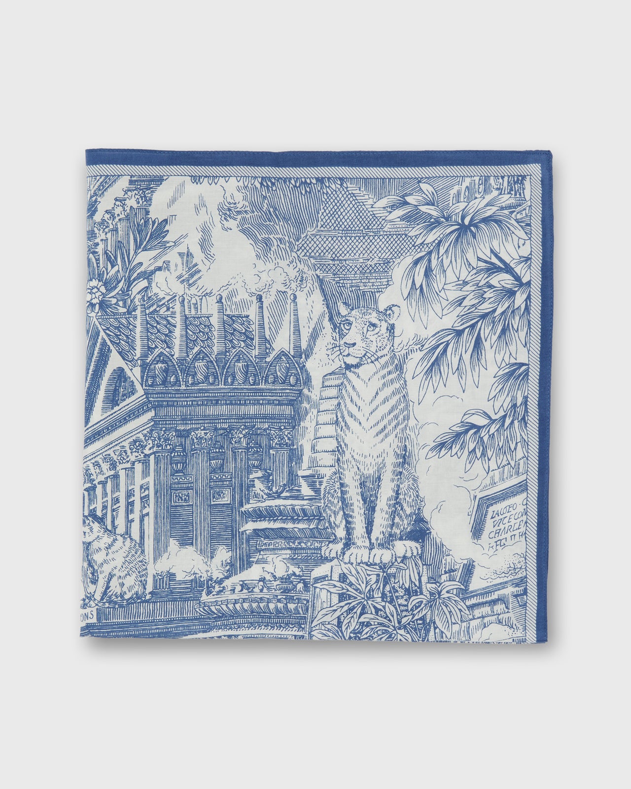 Piranesi Square Scarf in Blue Cotton Silk