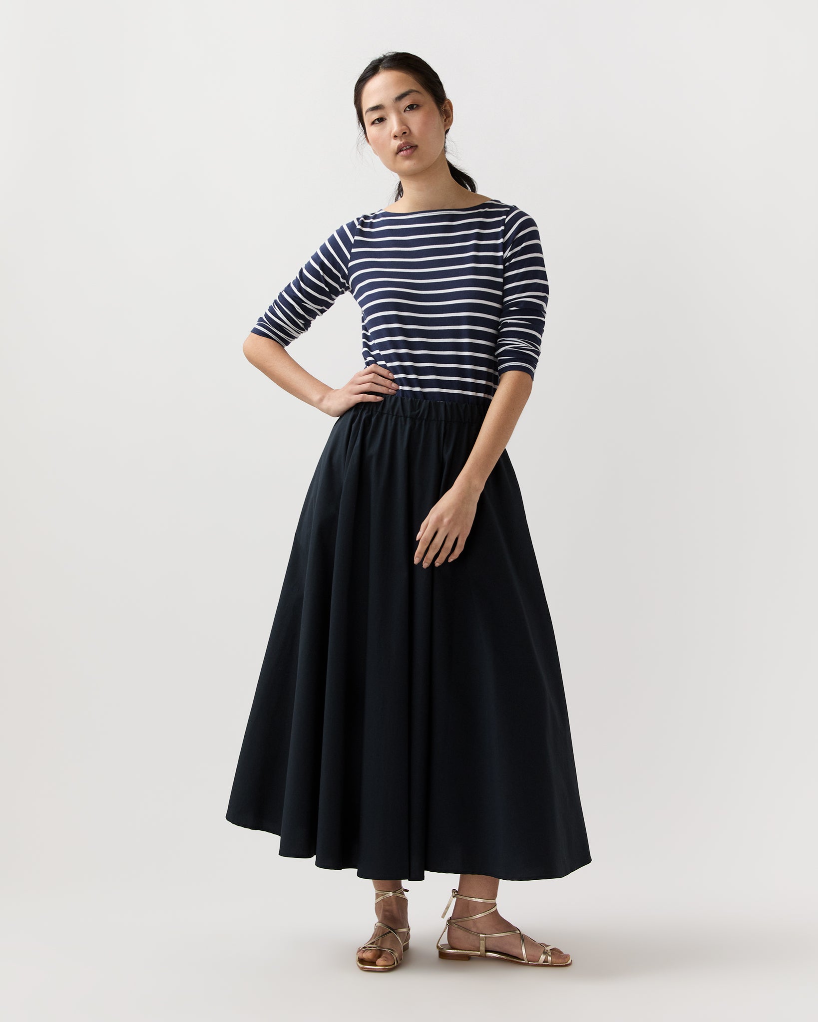 Midi Skirt in Navy | Shop Ann Mashburn