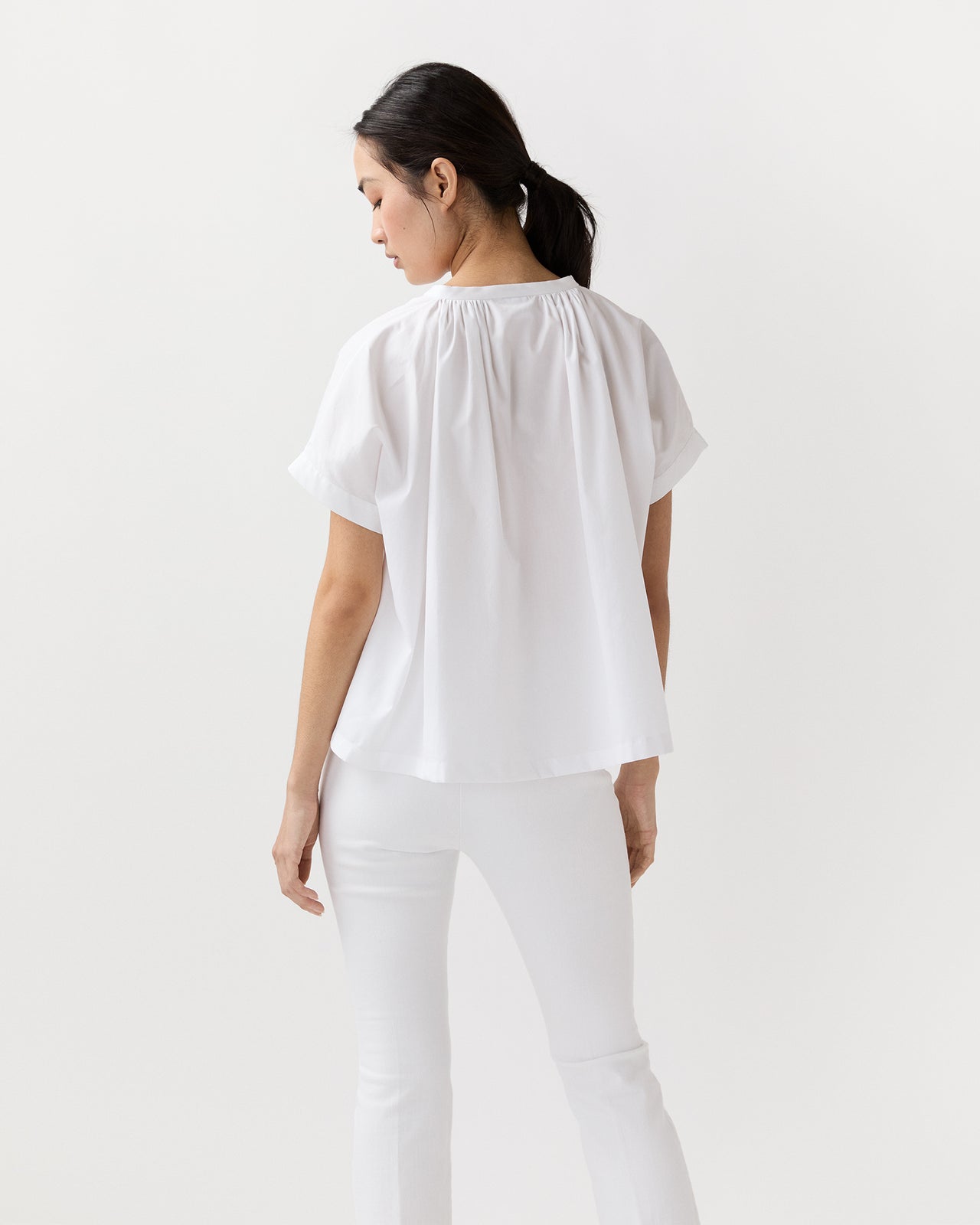 Tie-Neck Shirt in White