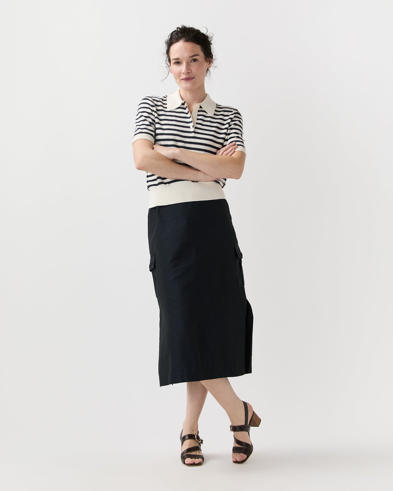 Ruby Polo in Ecru/Dark Navy
