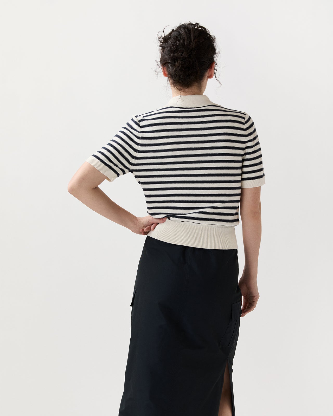Ruby Polo in Ecru/Dark Navy