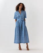 Load image into Gallery viewer, Nathalie Dress in Azure Floral Crinkle Cotton
