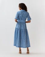 Load image into Gallery viewer, Nathalie Dress in Azure Floral Crinkle Cotton
