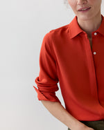 Load image into Gallery viewer, Classic Blouse in Vermillion Silk Crepe De Chine
