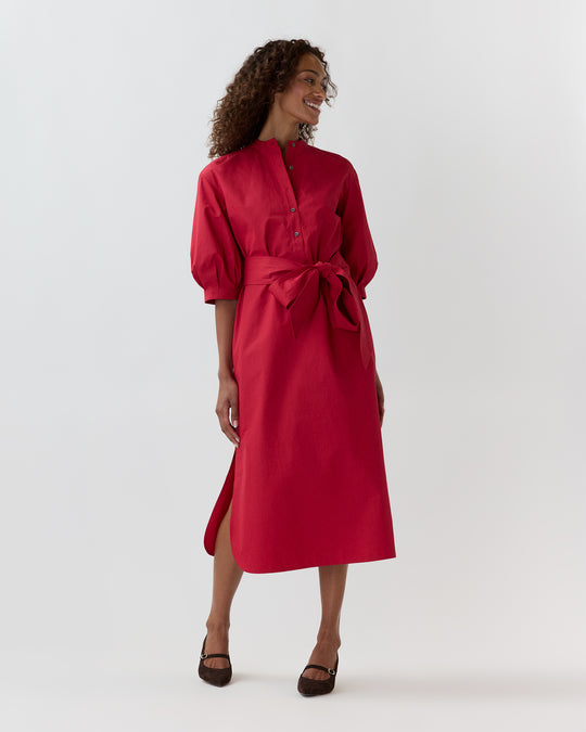Tessa Dress in Red Poplin