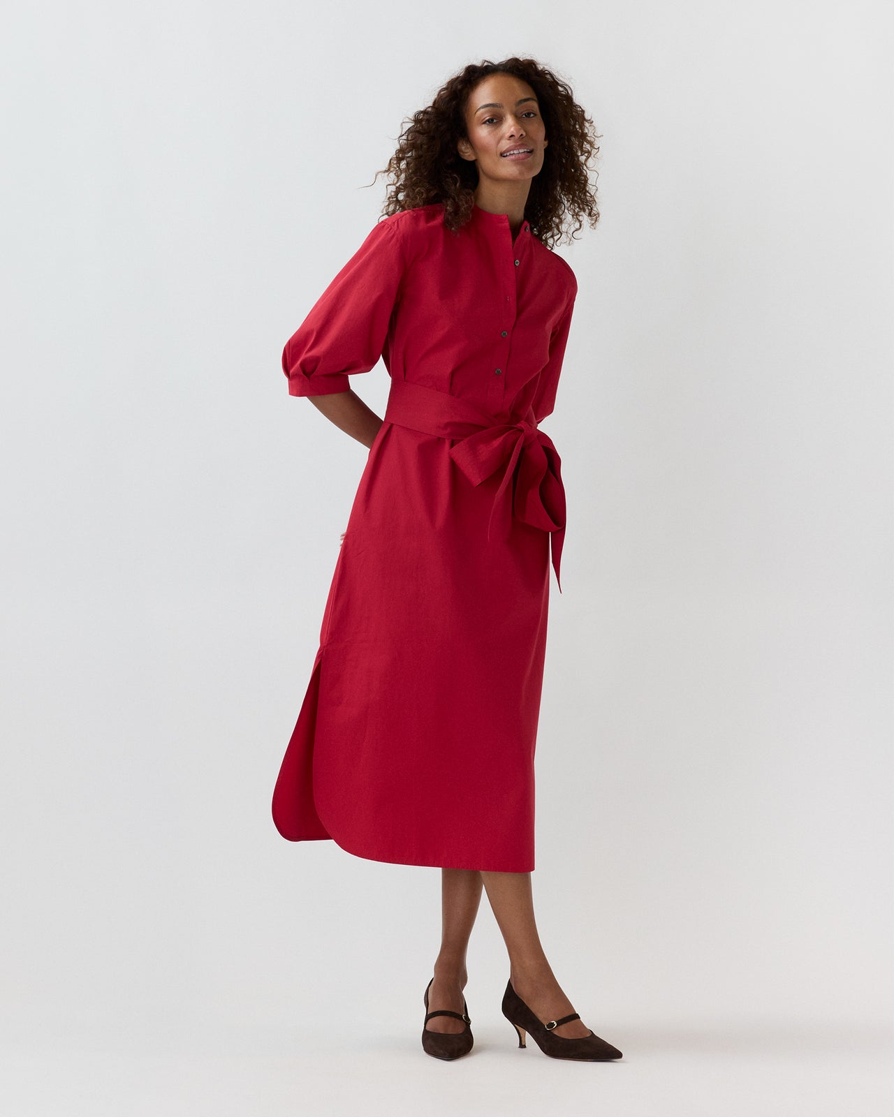 Tessa Dress in Red Poplin