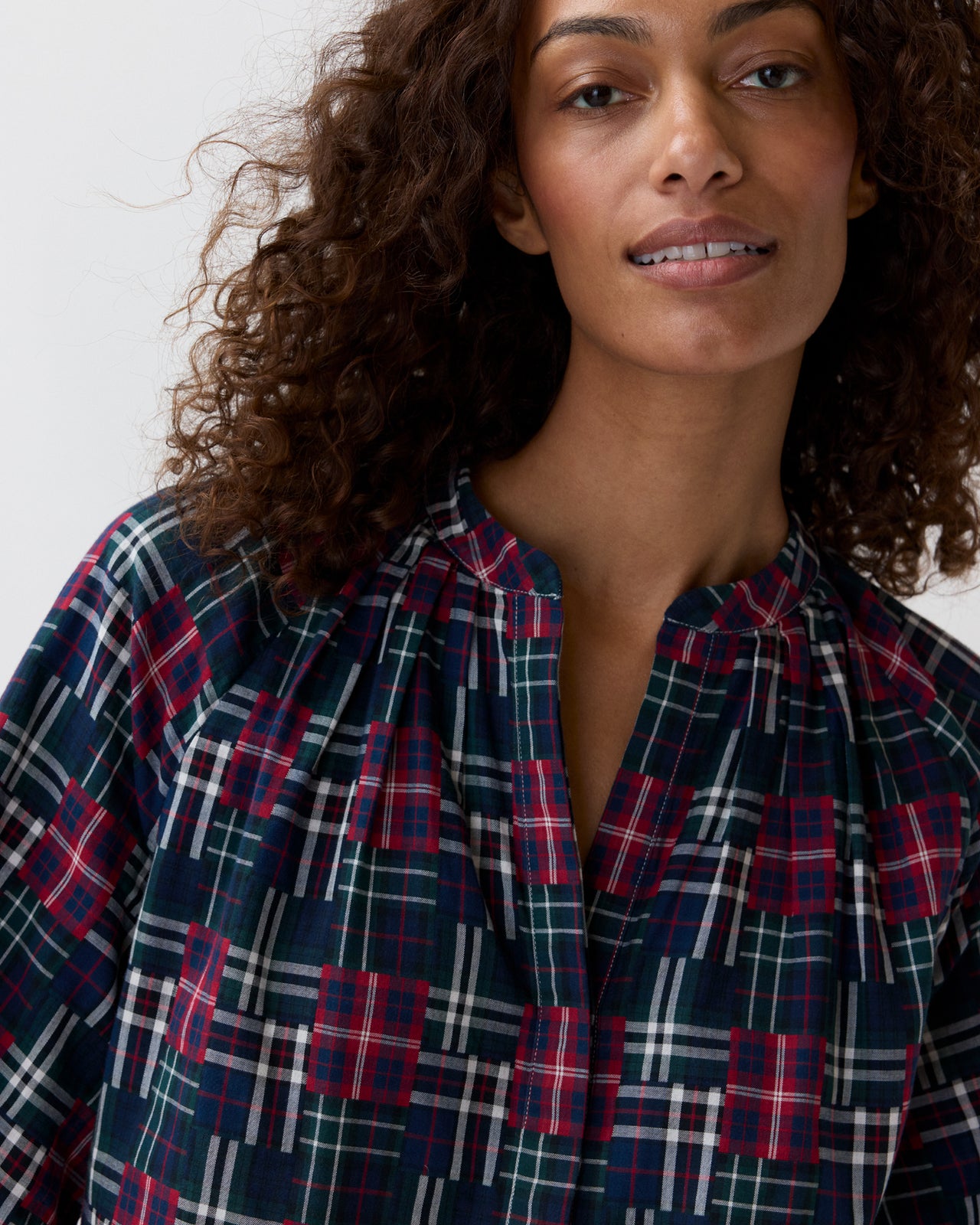 Sienna Top in Tartan Patchwork Double-Weave