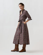 Load image into Gallery viewer, Avery Shirtwaist Dress in Navy/Red Petal &amp; Daisy Liberty Fabric
