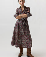 Load image into Gallery viewer, Avery Shirtwaist Dress in Navy/Red Petal &amp; Daisy Liberty Fabric
