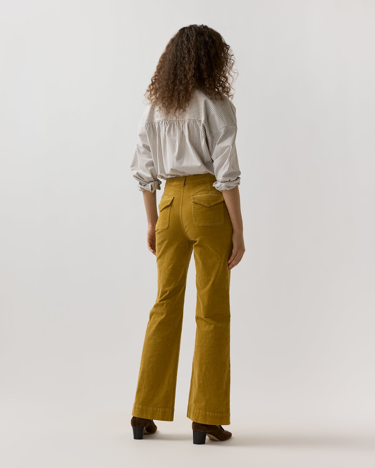 Camille Patch-Pocket Jean in Golden Rod Stretch Corduroy