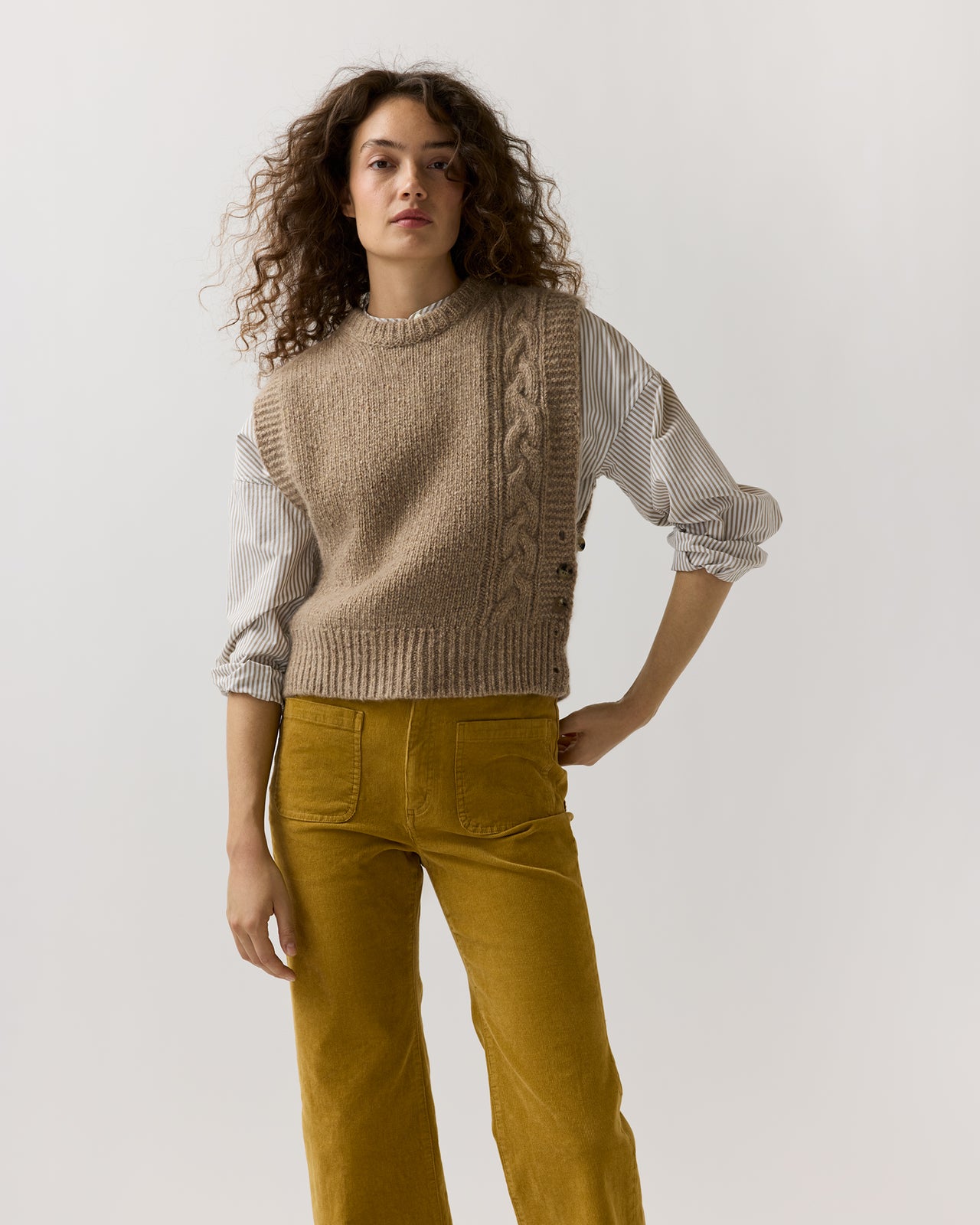 Beth Sweater in Camel Donegal Cashmere