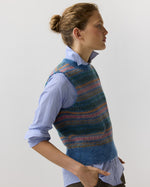 Load image into Gallery viewer, Silvia Fair Isle Sweater in Denim/Multi Alpaca Wool
