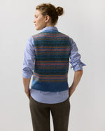 Load image into Gallery viewer, Silvia Fair Isle Sweater in Denim/Multi Alpaca Wool
