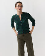 Load image into Gallery viewer, Rosie Cardigan in Green/Blue Leopard Cotton/Silk
