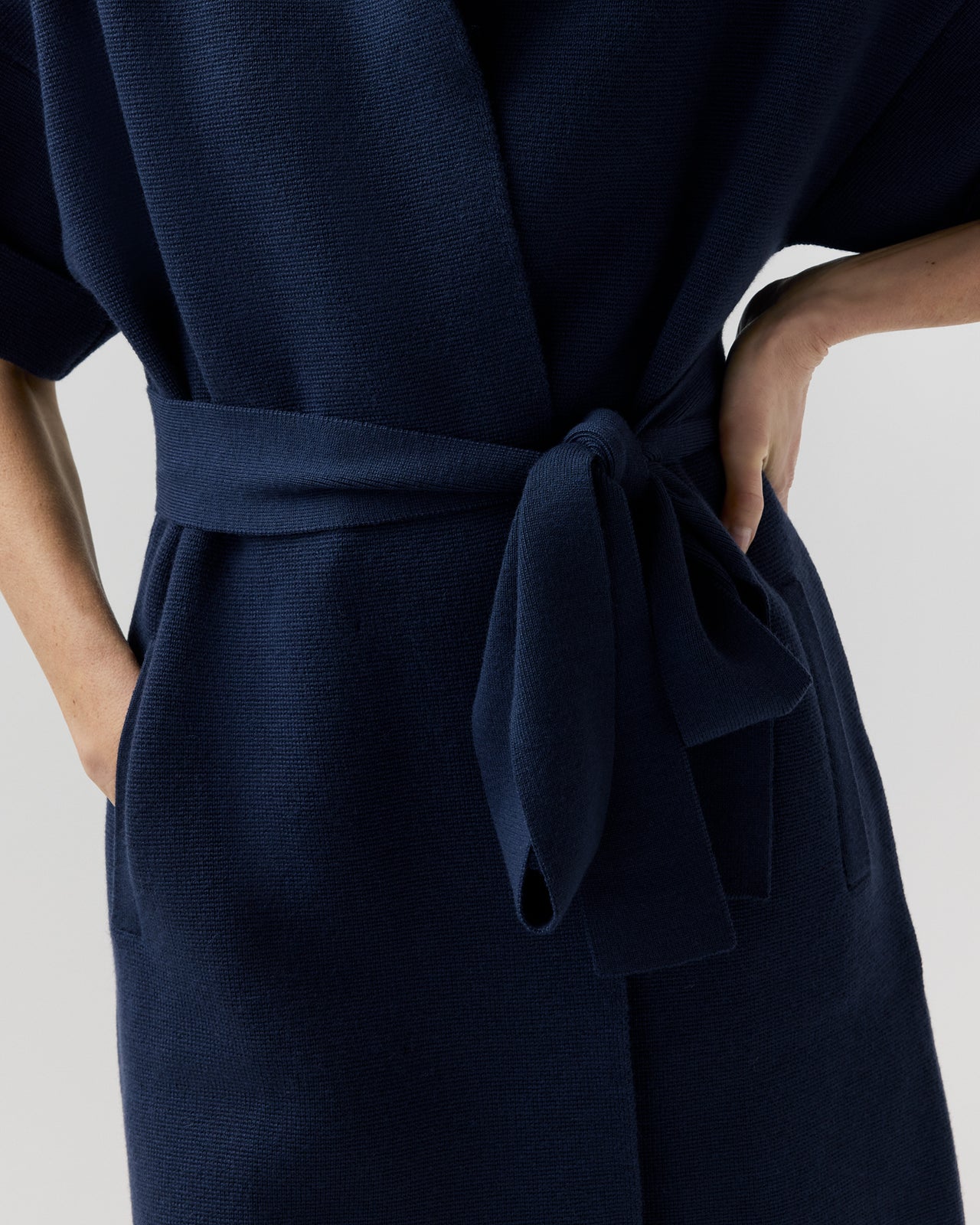Julia Cardigan in Heather Navy Extra Fine Merino Wool