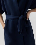 Load image into Gallery viewer, Julia Cardigan in Heather Navy Extra Fine Merino Wool
