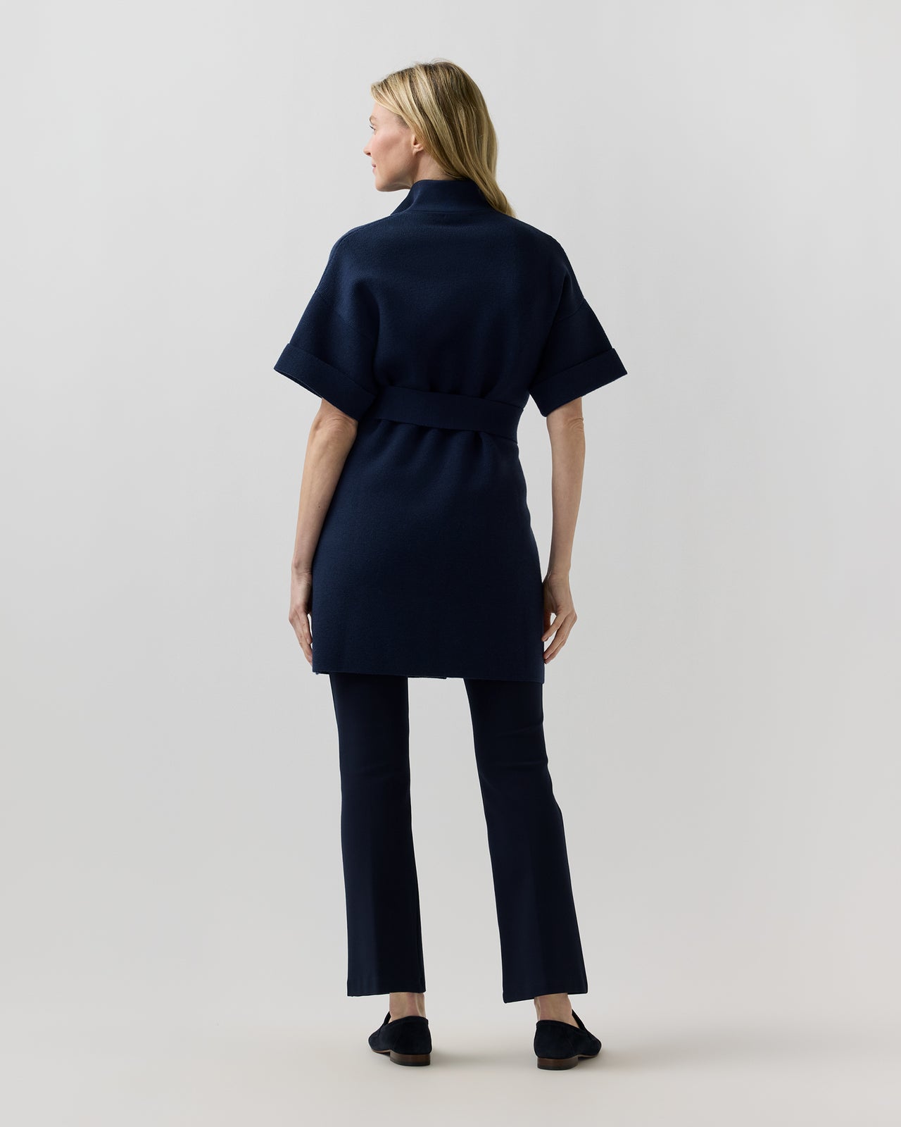 Julia Cardigan in Heather Navy Extra Fine Merino Wool