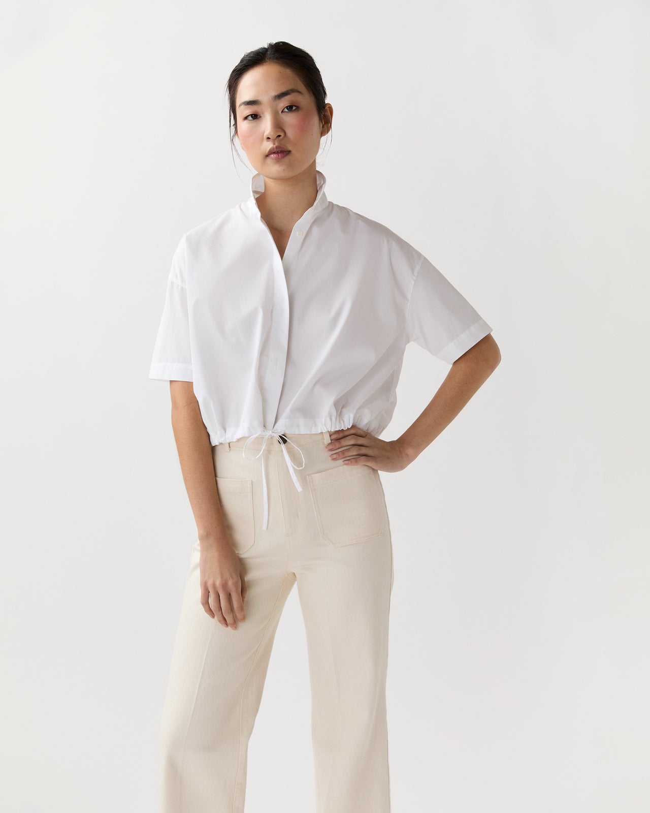 Tie-Waist Shirt in White