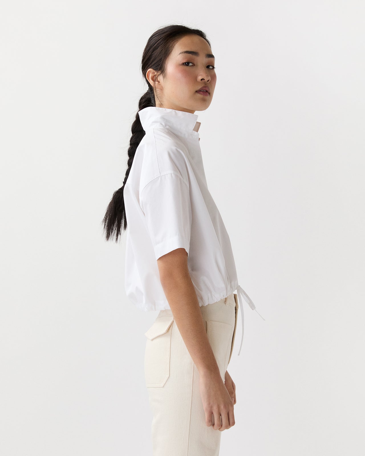 Tie-Waist Shirt in White