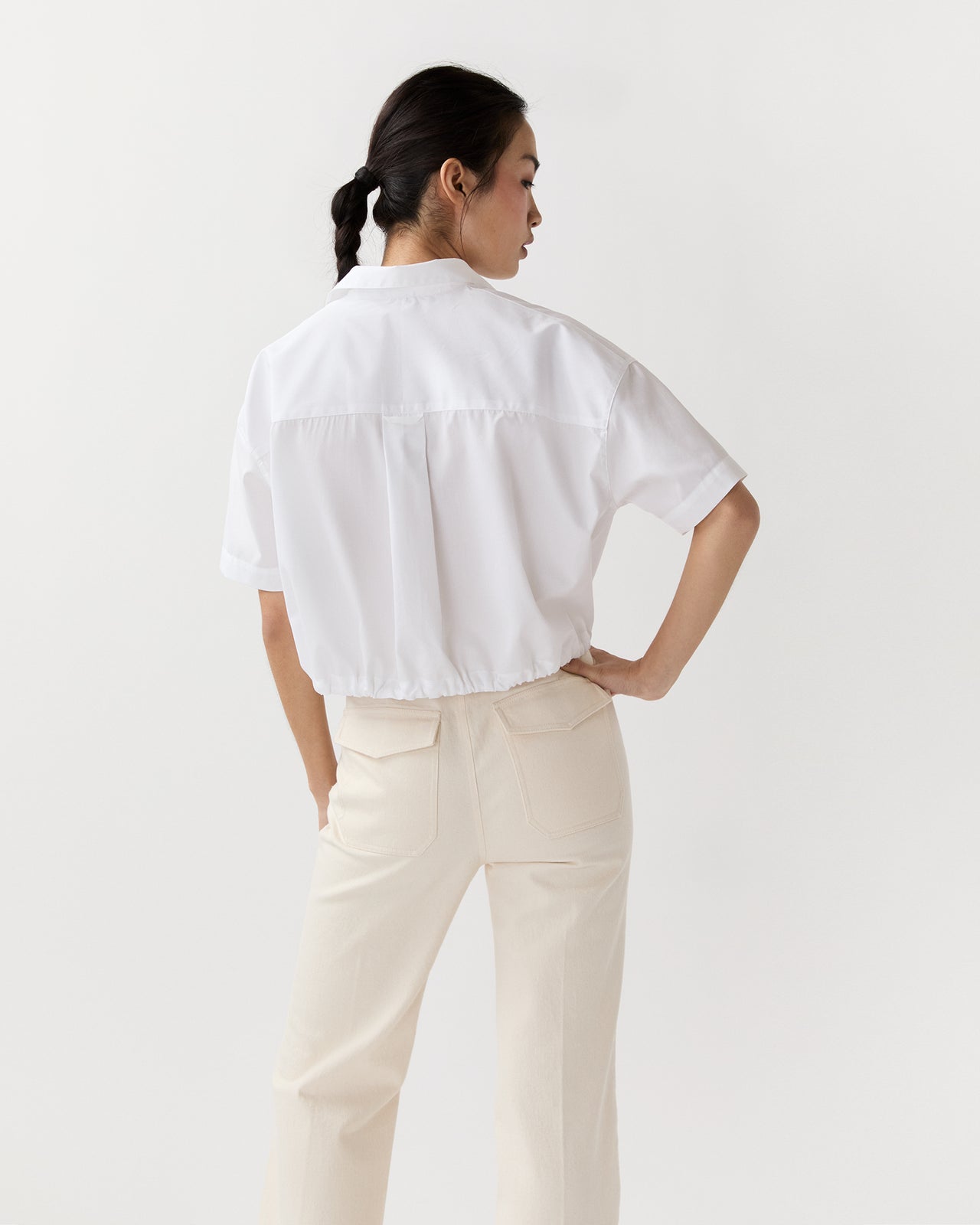 Tie-Waist Shirt in White