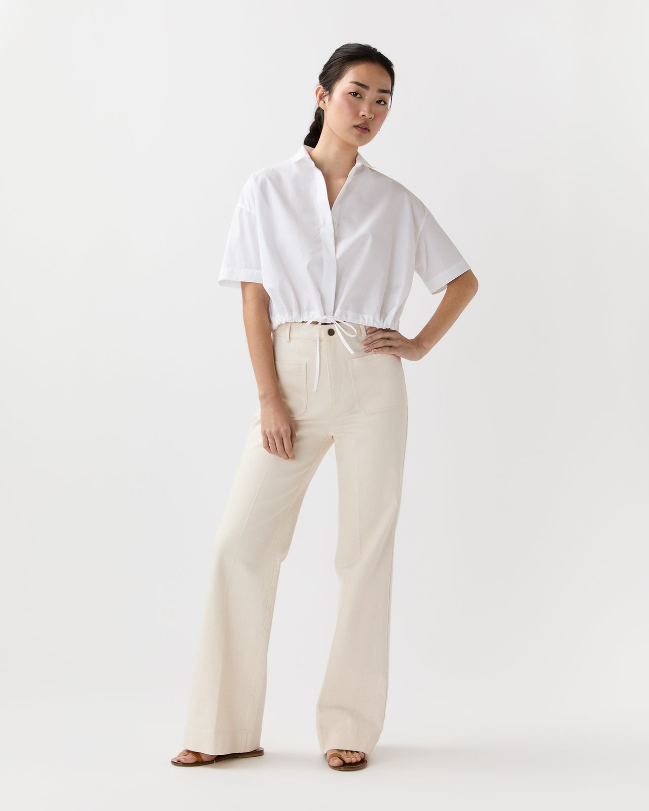 Tie-Waist Shirt in White